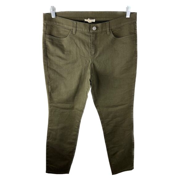 Eileen Fisher Organic Cotton Army Olive Green Skinny Jeans 12 - Picture 1 of 4